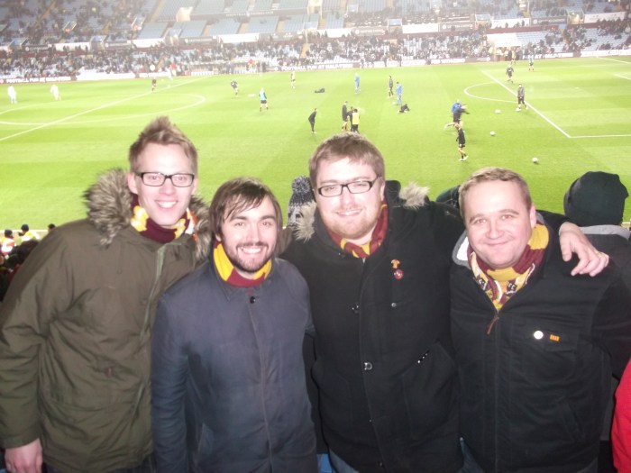 Width of a Post writers Mark Scully, Rob Craven, Gareth Walker and Jason McKeown before the match.