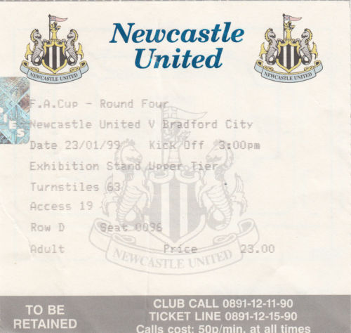 newcastle ticket stub